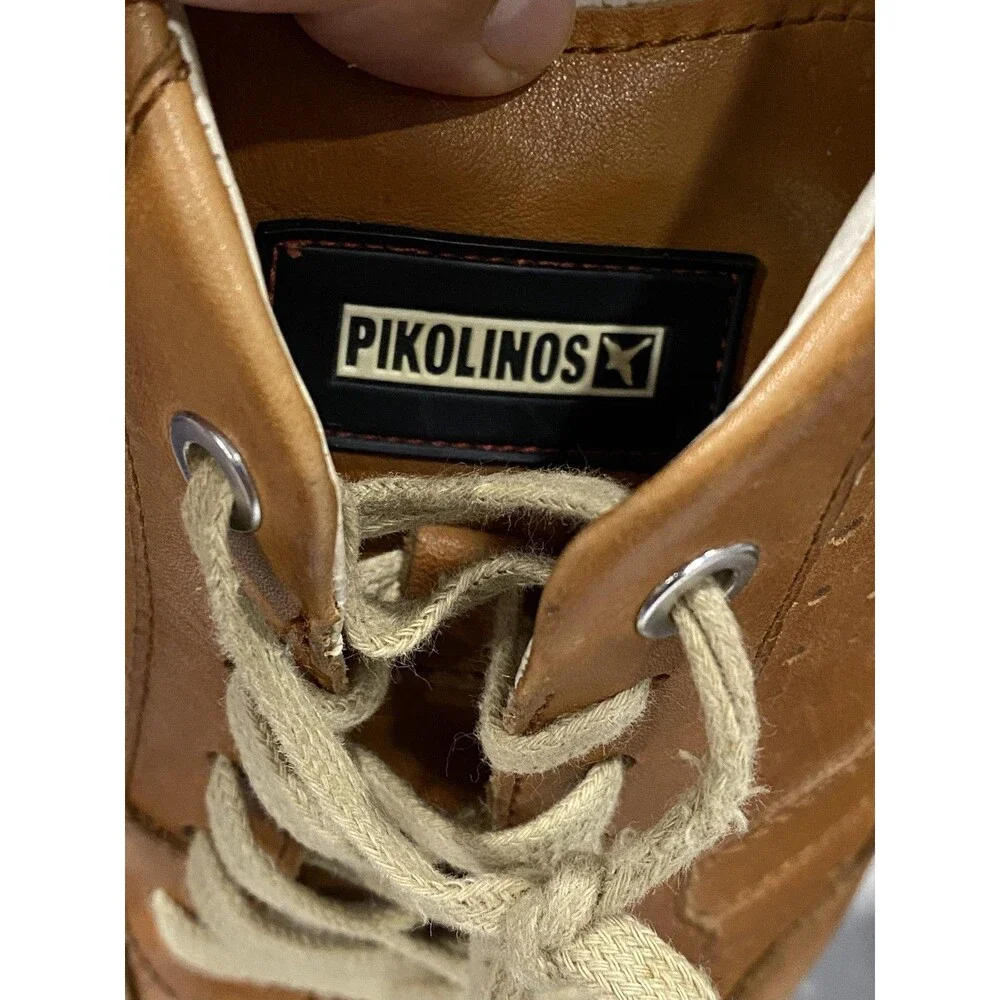 Pikolinos Shoes Mens Size 10.5 EU 44 Brown Leather Perforated Lace Up Sneakers